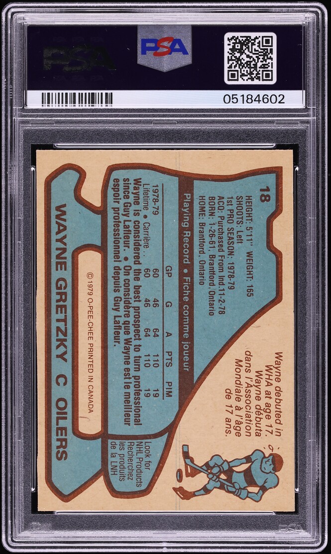 1979 O-Pee-Chee Hockey Wayne Gretzky ROOKIE #18 PSA 8 NM-MT