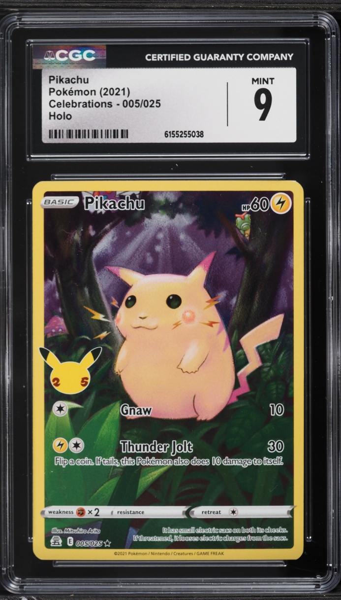 2021 Pokemon Sword & Shield Celebrations Full Art Pikachu #5 CGC 9 MINT
