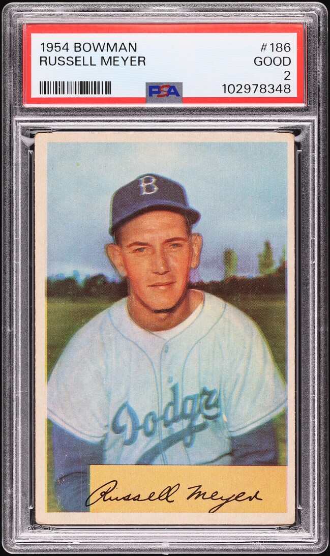 1954 Bowman Russell Meyer #186 PSA 2 GD