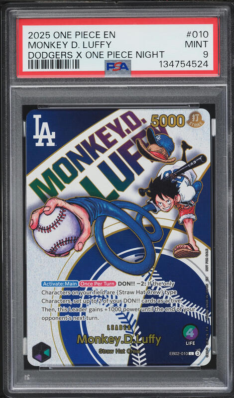2025 One Piece Promo Dodgers Night Monkey D. Luffy #EB02-010 PSA