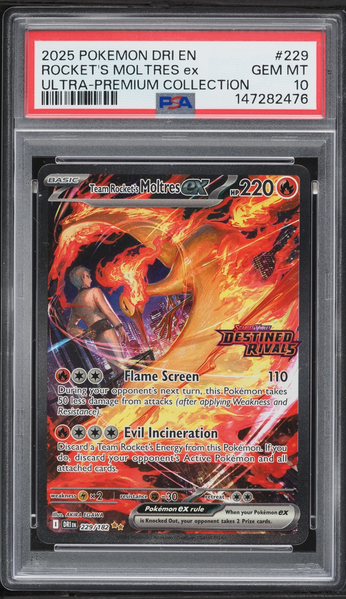 2025 Pokemon SV Destined Rivals Ultra Premium SIR Team Rocket's Moltres EX #229 PSA 10 GEM MINT