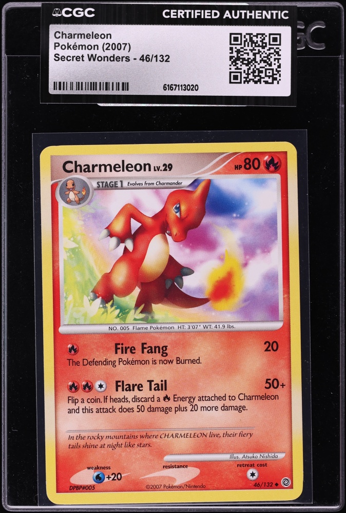2007 Pokemon Diamond & Pearl Secret Wonders Charmeleon #46 CGC AUTH