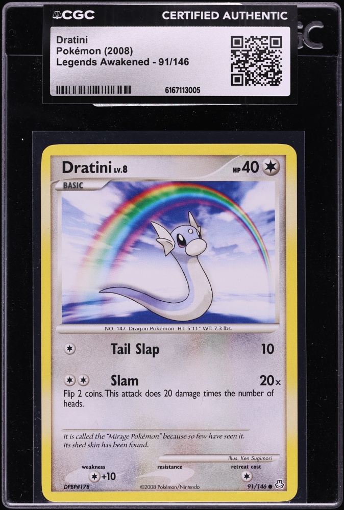2008 Pokemon Diamond & Pearl Legends Awakened Dratini #91 CGC AUTH