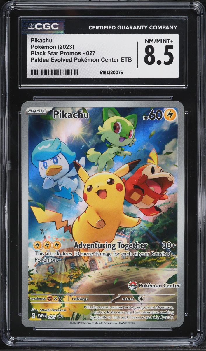 2023 Pokemon Scarlet & Violet Promo Paldea Evolved Center Full Art Pikachu #27 CGC 8.5 NM-MT+
