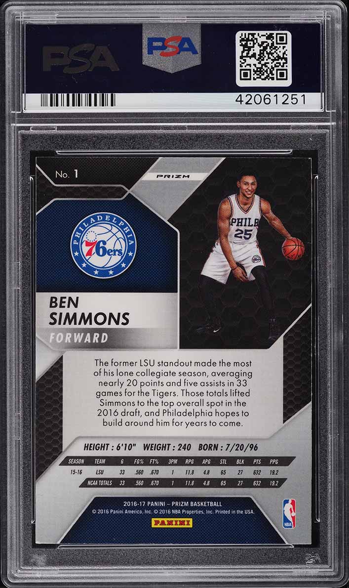 2016 Panini Prizm Green Ben Simmons ROOKIE RC #1 PSA 10 GEM MINT