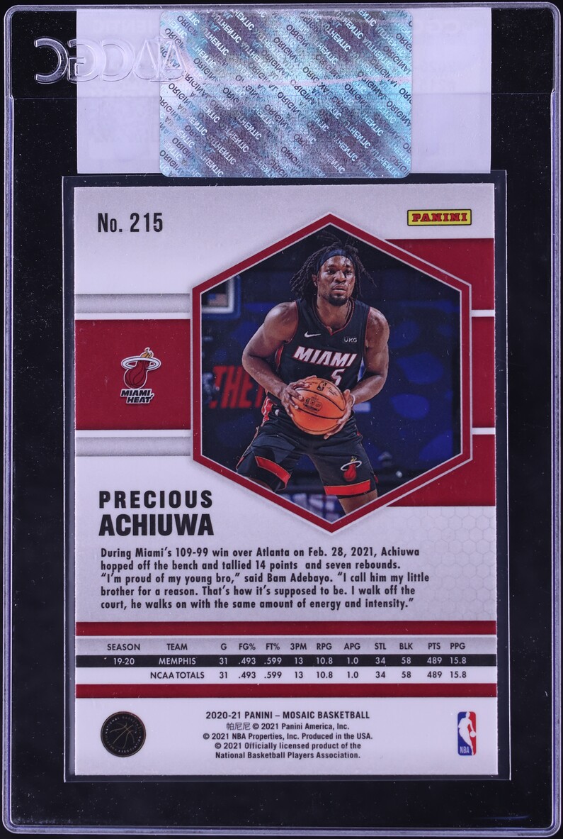2020 Panini Mosaic Precious Achiuwa ROOKIE #215 CGC AUTH