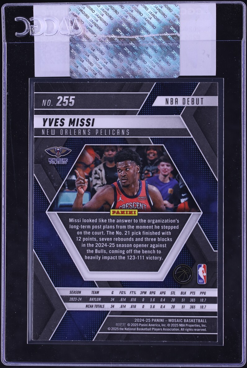 2024 Panini Mosaic Yves Missi ROOKIE #255 CGC AUTH