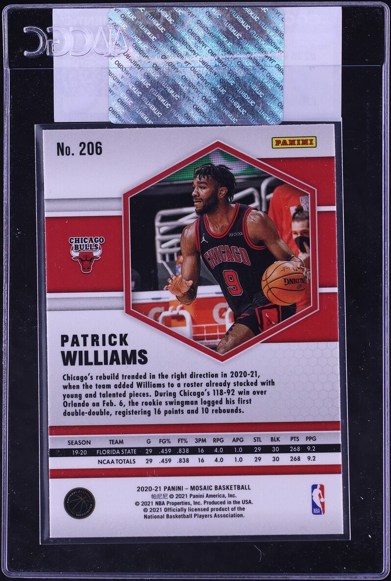 2020 Panini Mosaic Patrick Williams ROOKIE #206 CGC AUTH