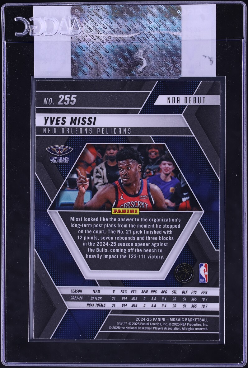 2024 Panini Mosaic Yves Missi ROOKIE #255 CGC AUTH