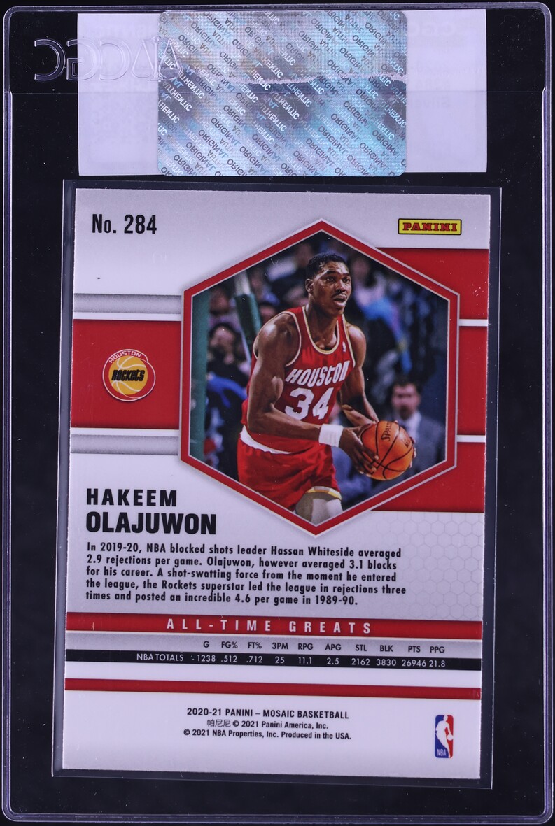 2020 Panini Mosaic Silver Hakeem Olajuwon #284 CGC AUTH