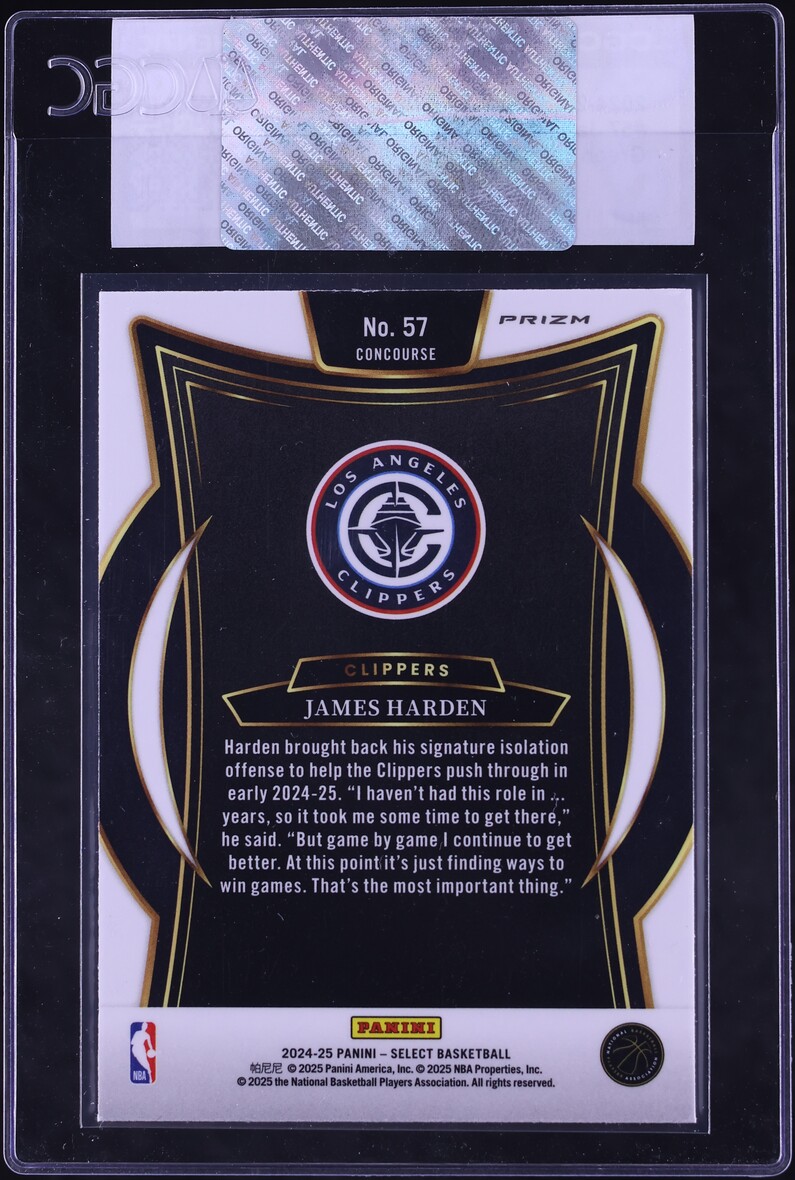 2024 Select Concourse Green White & Purple James Harden #57 CGC AUTH