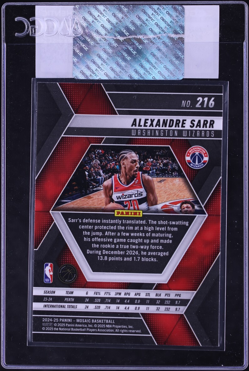 2024 Panini Mosaic Alexandre Sarr ROOKIE #216 CGC AUTH
