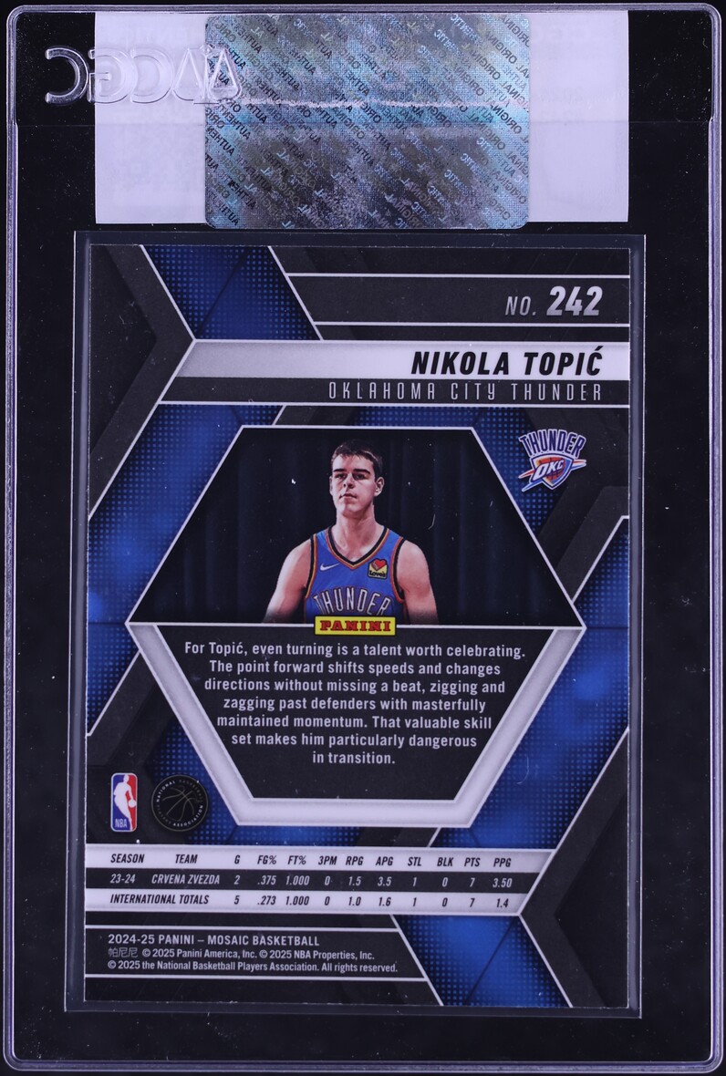 2024 Panini Mosaic Nikola Topic ROOKIE #242 CGC AUTH