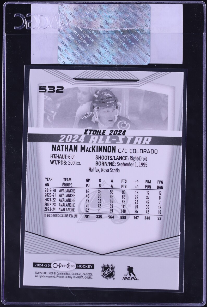 2024 O-Pee-Chee Hockey Nathan MacKinnon #532 CGC AUTH