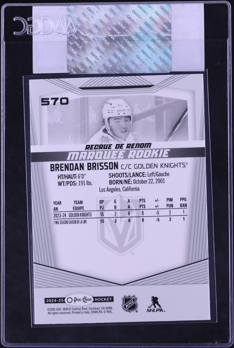 2024 O-Pee-Chee Hockey Brendan Brisson ROOKIE #570 CGC AUTH
