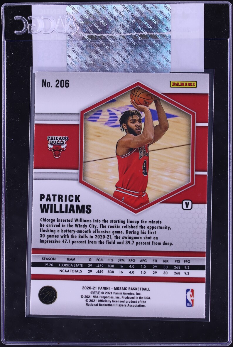 2020 Panini Mosaic Patrick Williams ROOKIE #206 CGC AUTH