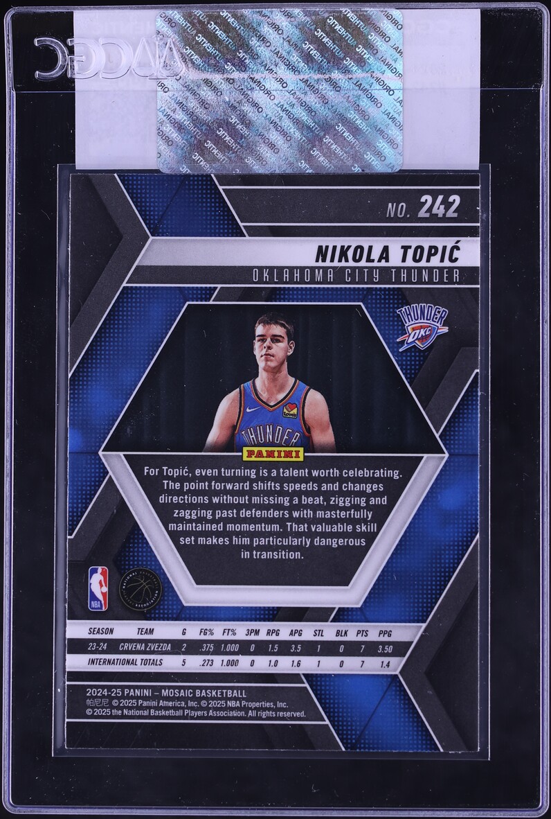 2024 Panini Mosaic Nikola Topic ROOKIE #242 CGC AUTH