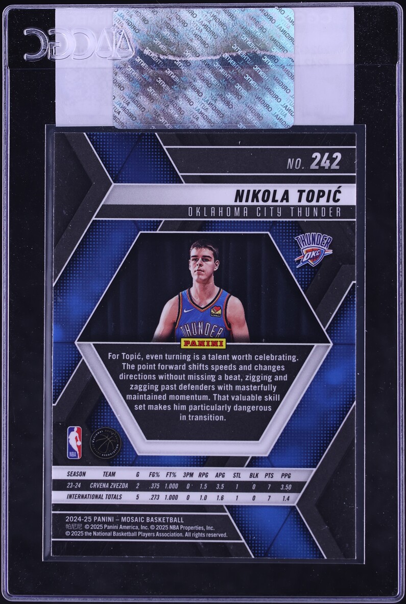 2024 Panini Mosaic Nikola Topic ROOKIE #242 CGC AUTH