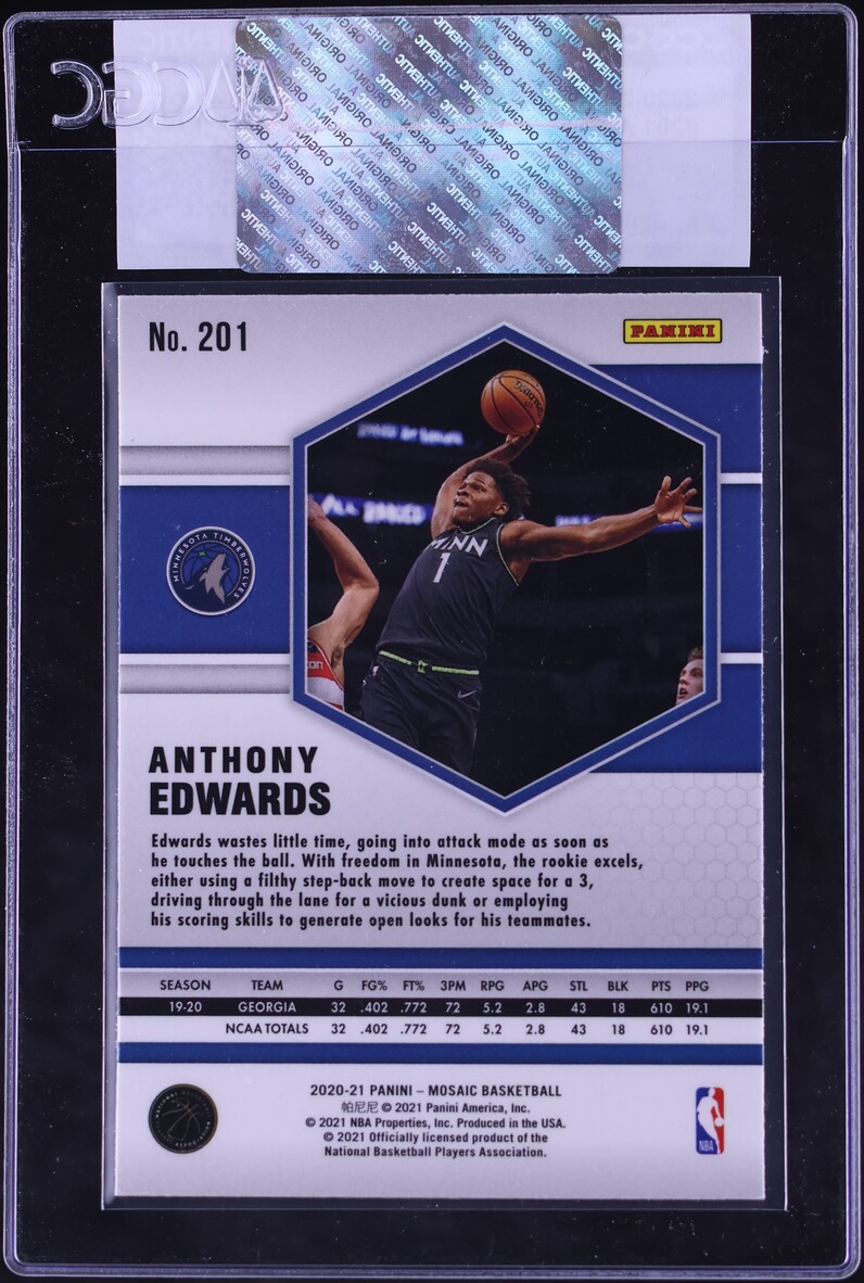2020 Panini Mosaic Anthony Edwards ROOKIE #201 CGC AUTH