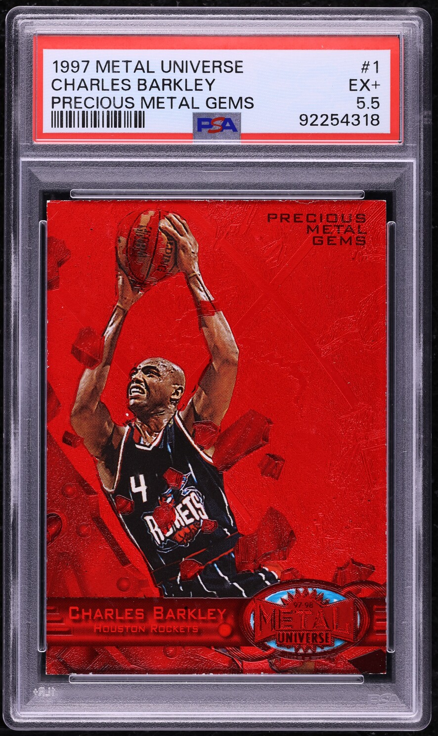 1997 Metal Universe Precious Metal Gems PMG Red Charles Barkley /100 #1 PSA 5.5