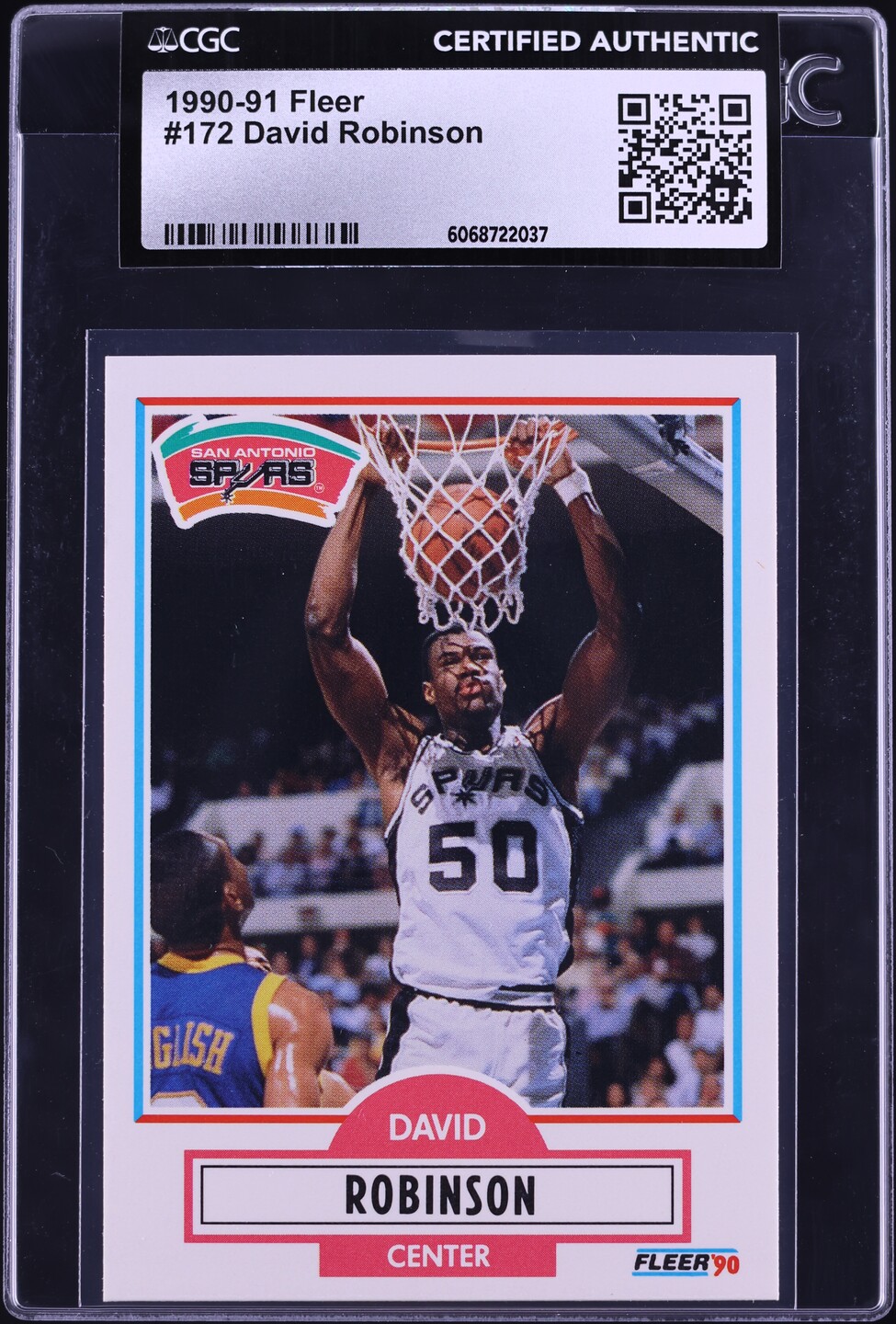 1990 Fleer Basketball David Robinson ROOKIE #172 CGC AUTH
