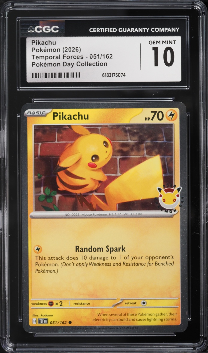 2026 Pokemon Scarlet & Violet Temporal Forces Day Collection Pikachu #51 CGC 10 GEM MINT