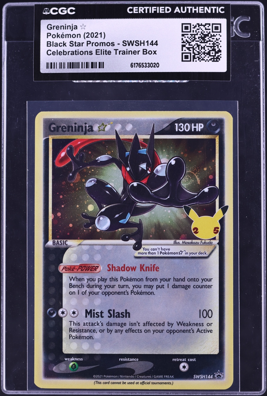 2021 Pokemon Sword & Shield Promo Celebrations ETB Holo Greninja Gold Star #SWSH144 CGC AUTH