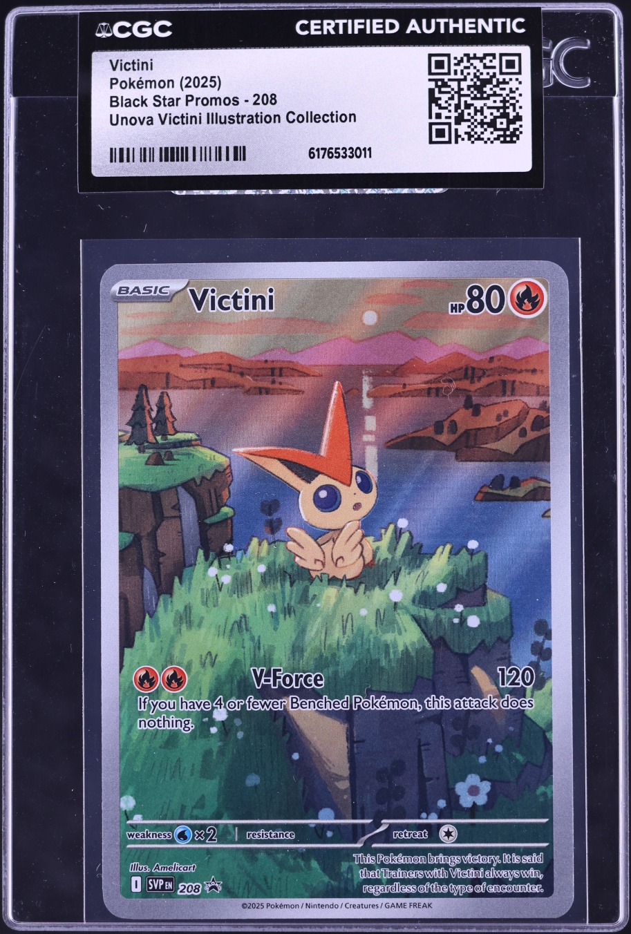 2025 Pokemon Scarlet & Violet Promo Unova Illustration Full Art Victini #208 CGC AUTH