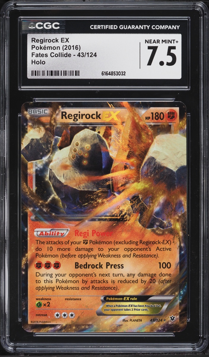 2016 Pokemon XY Fates Collide Holo Regirock EX #43 CGC 7.5 NRMT+