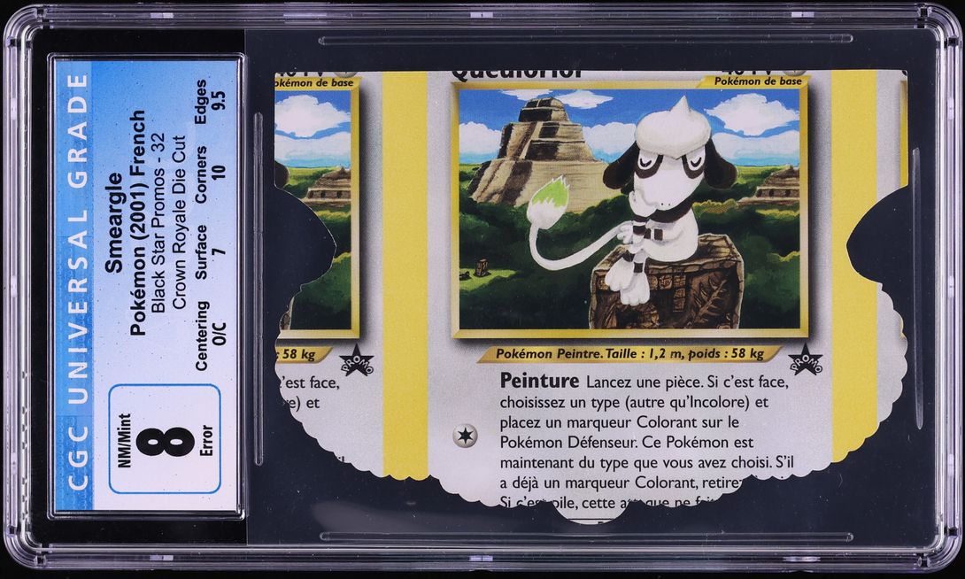 2001 Pokemon French Black Star Promo Crown Royale Die-Cut Error Smeargle #32 CGC 8 NM-MT