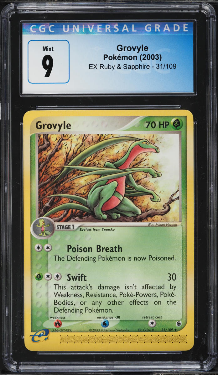 2003 Pokemon EX Ruby & Sapphire Grovyle #31 CGC 9 MINT