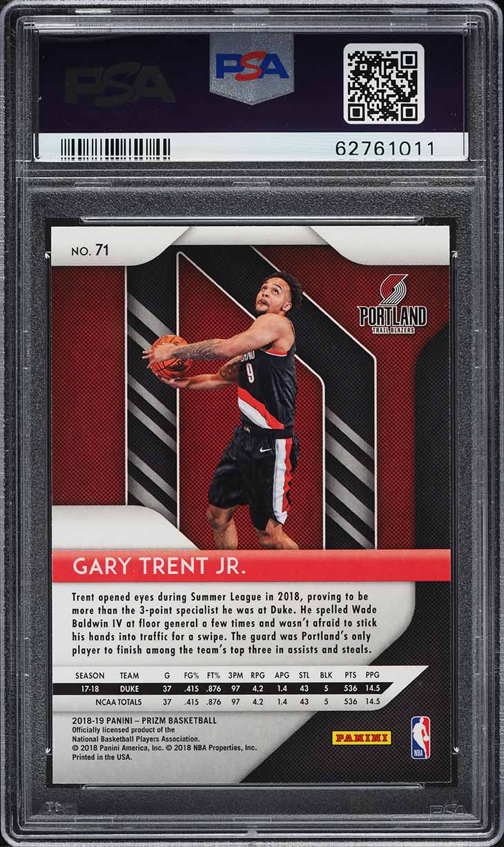 2018 Panini Prizm Gary Trent Jr. ROOKIE #71 PSA 9 MINT