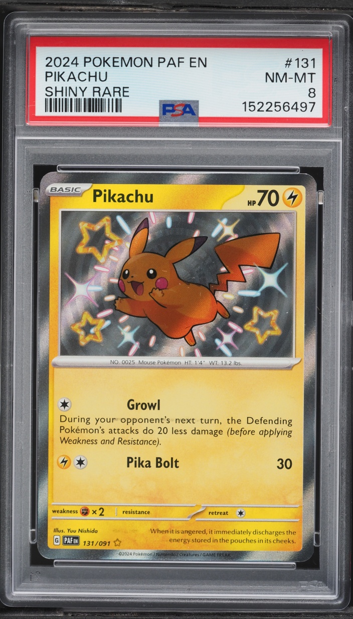 2024 Pokemon Scarlet & Violet Paldean Fates Shiny Rare Pikachu #131 PSA 8 NM-MT
