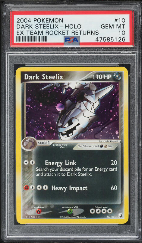 2004 Pokemon EX Team Rocket Returns Holo Dark Steelix #10 PSA 8 NM