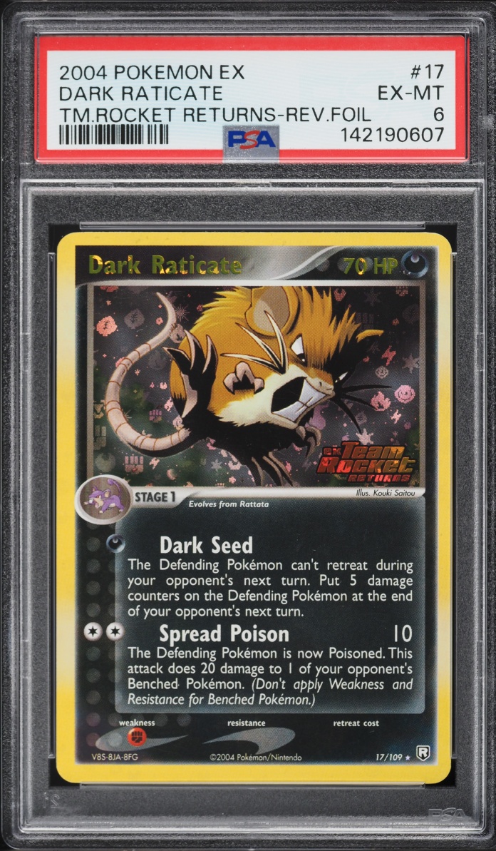 2004 Pokemon EX Team Rocket Returns Reverse Holo Dark Raticate #17 PSA 6 EXMT