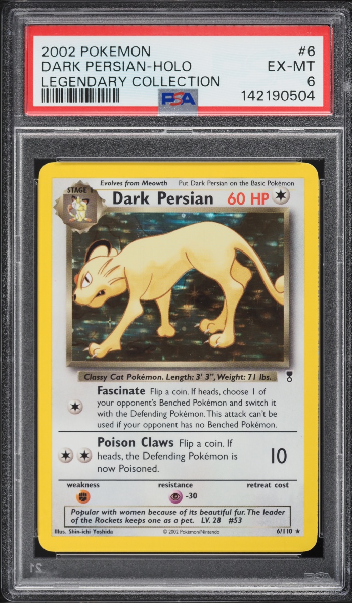2002 Pokemon Legendary Collection Holo Dark Persian #6 PSA 6 EXMT