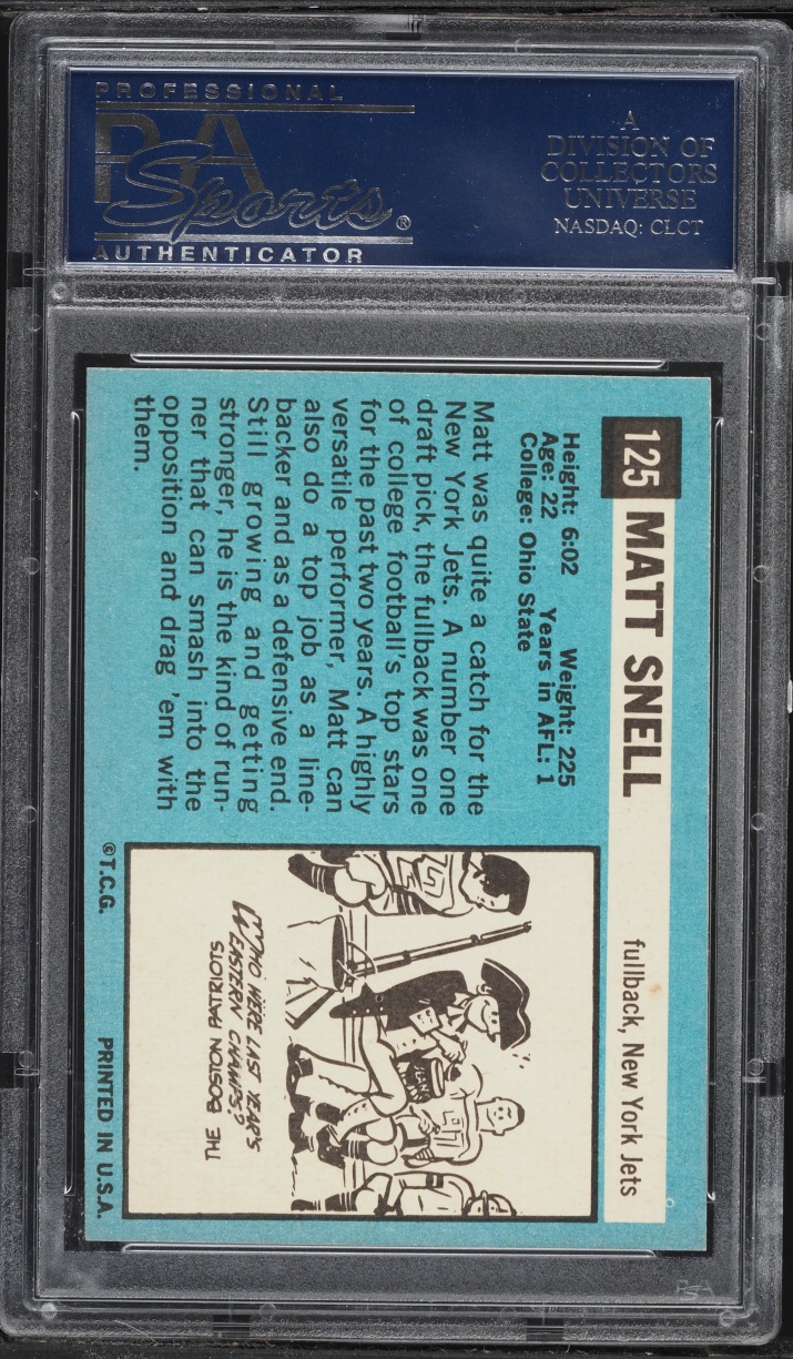 1964 Topps Football Matt Snell ROOKIE #125 PSA 8 NM-MT