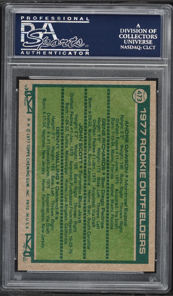 1977 Topps Outfielders Andre Dawson Gene Richards John Scott Denny Walling ROOKIE PSA 8 NM-MT