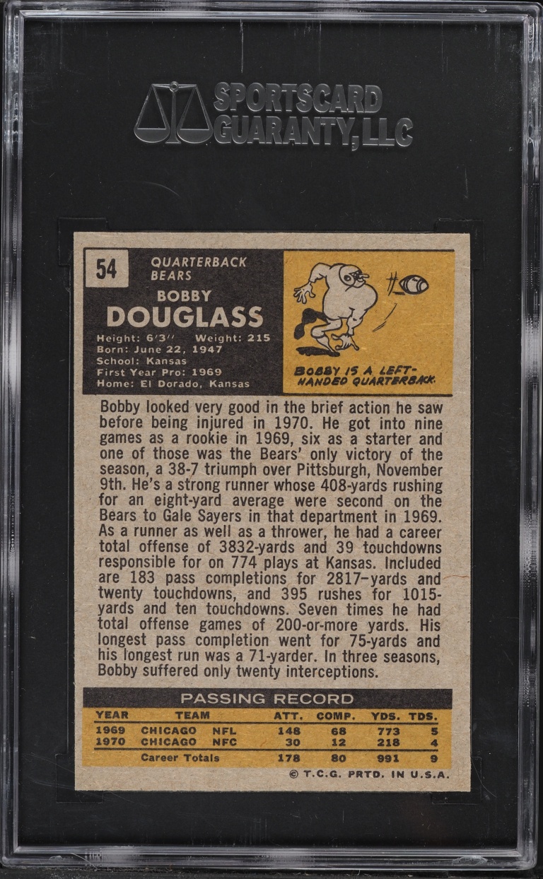 1971 Topps Football Bobby Douglass ROOKIE #54 SGC 8 NM-MT