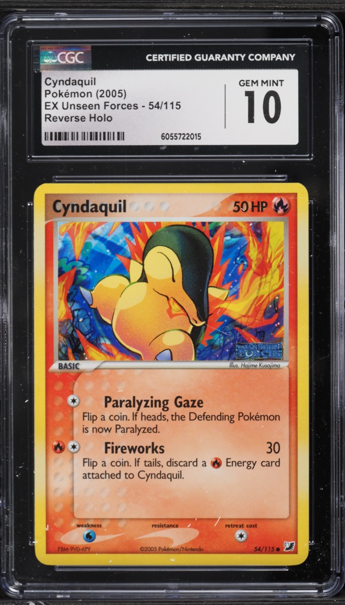 2005 Pokemon EX Unseen Forces Reverse Holo Cyndaquil #54 CGC 10 GEM MINT