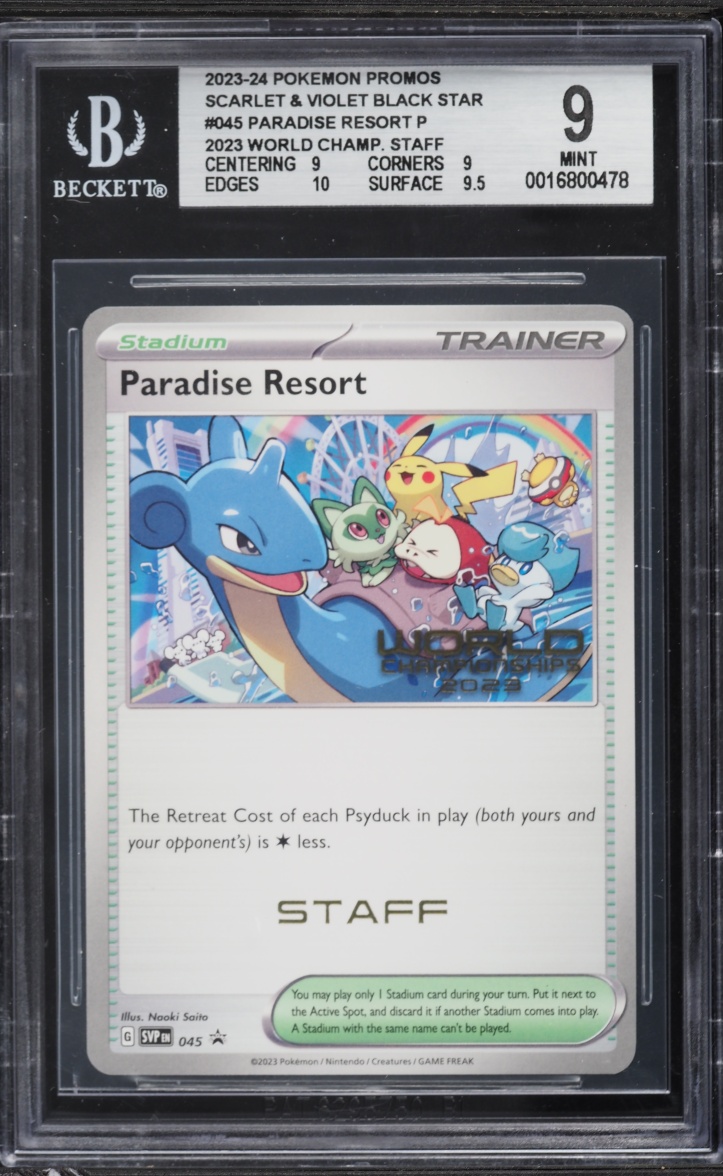 2023 Pokemon Scarlet & Violet Promo World Championships Staff Paradise Resort #45 BGS 9 MINT