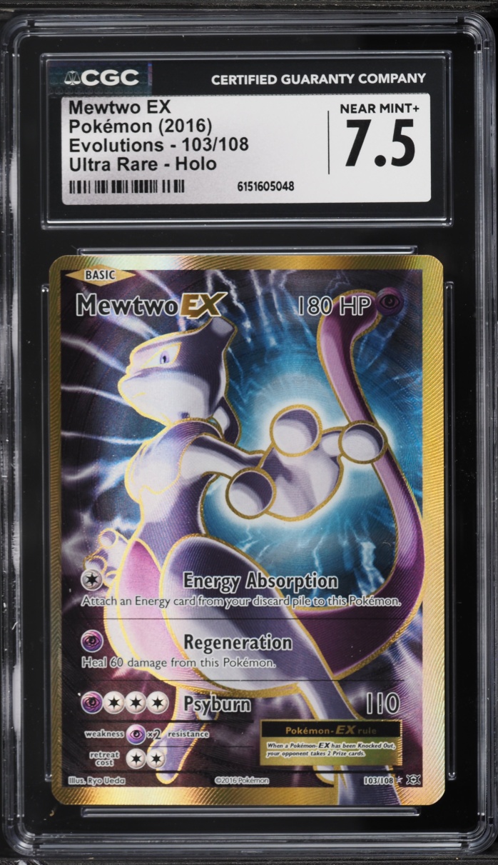 2016 Pokemon XY Evolutions Full Art Mewtwo EX #103 CGC 7.5 NRMT+