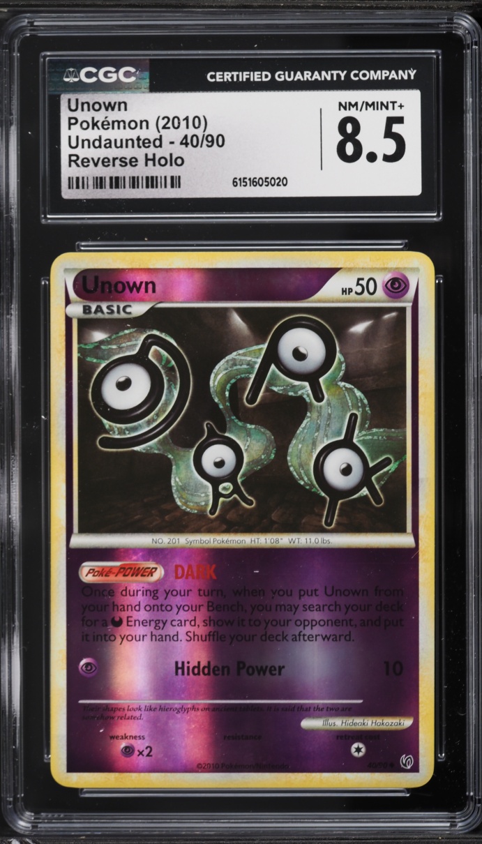 2010 Pokemon HeartGold & SoulSilver Undaunted Reverse Holo Unown #40 CGC 8.5 NM-MT+