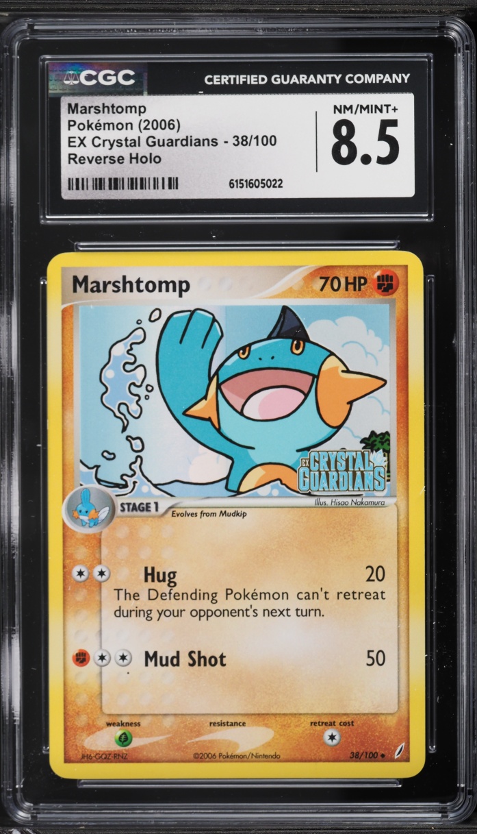 2006 Pokemon EX Crystal Guardians Reverse Holo Marshtomp #38 CGC 8.5 NM-MT+