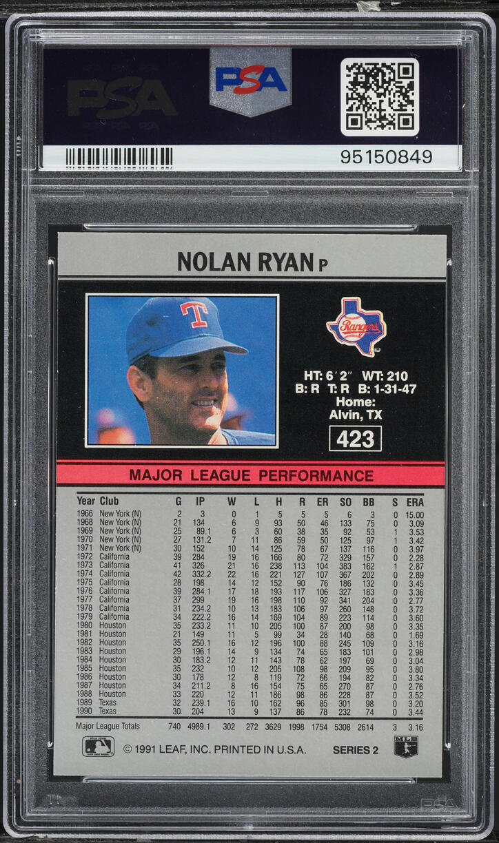 1991 Leaf Nolan Ryan #423 PSA 10 GEM MINT