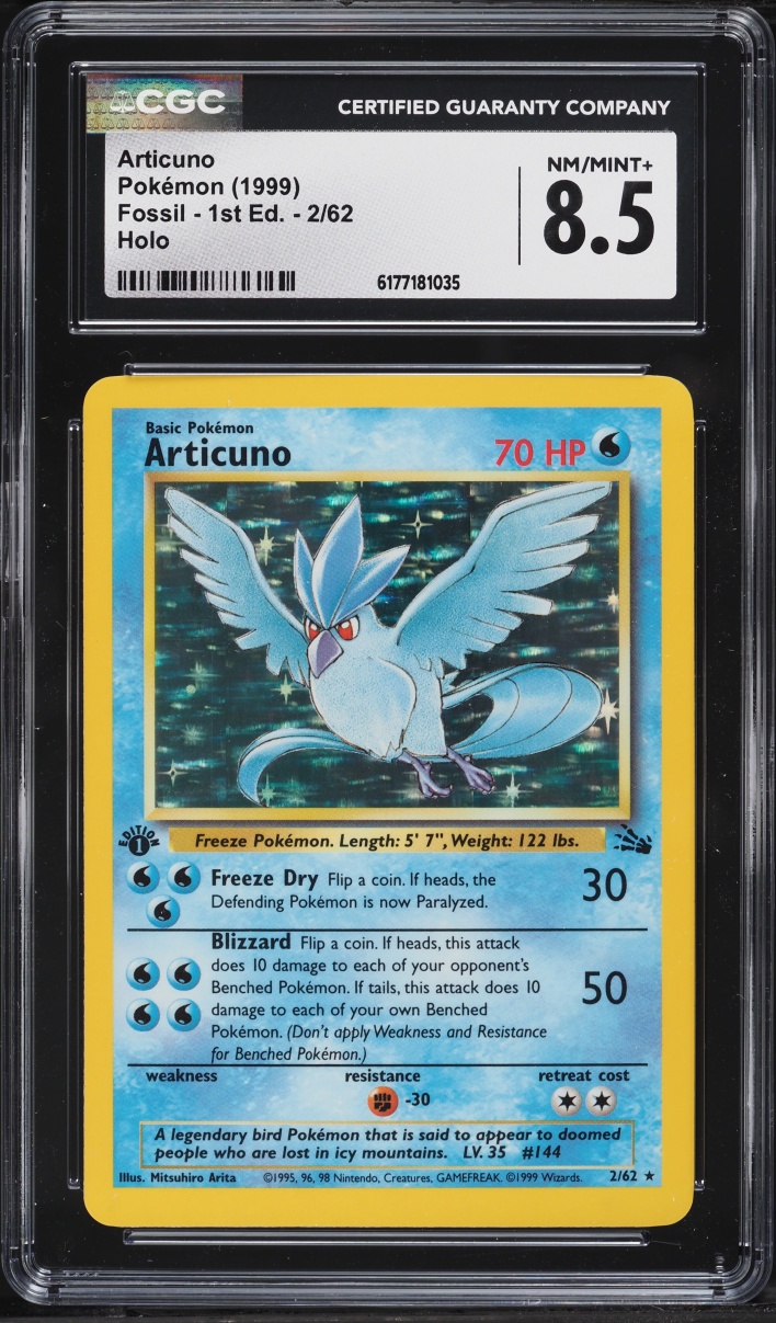 1999 Pokemon Fossil 1st Edition Holo Articuno #2 CGC 8.5 NM-MT+