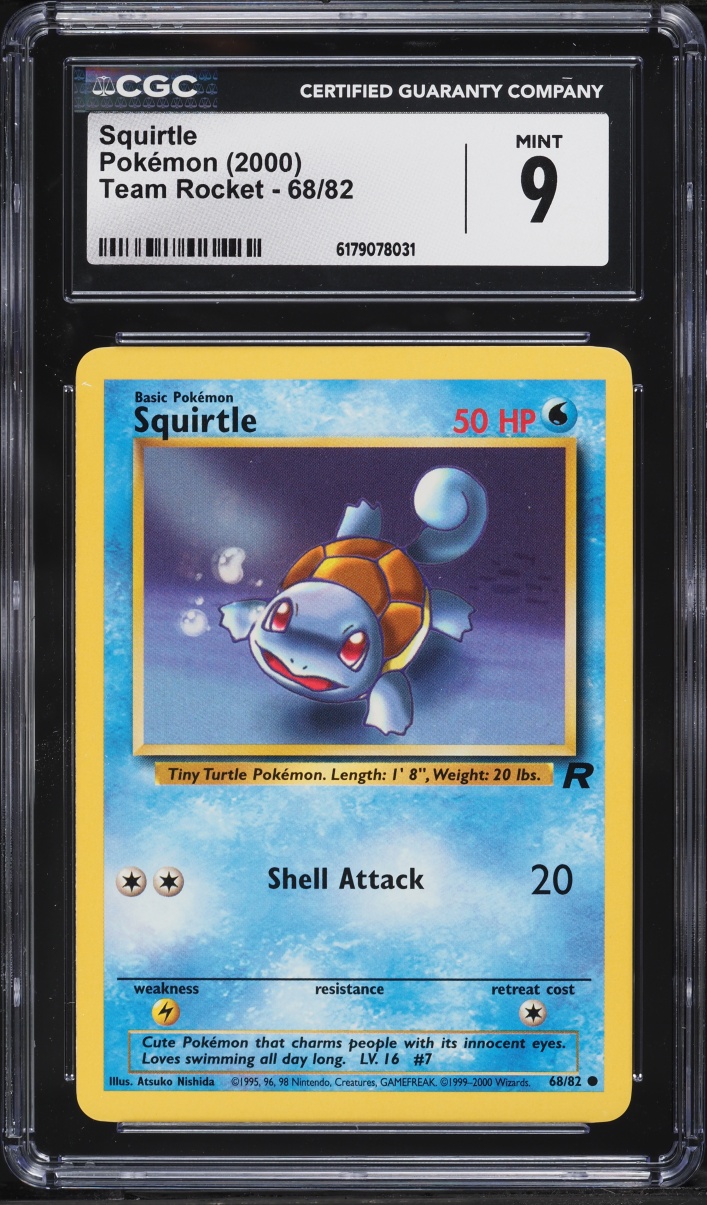 2000 Pokemon Team Rocket Squirtle #68 CGC 9 MINT