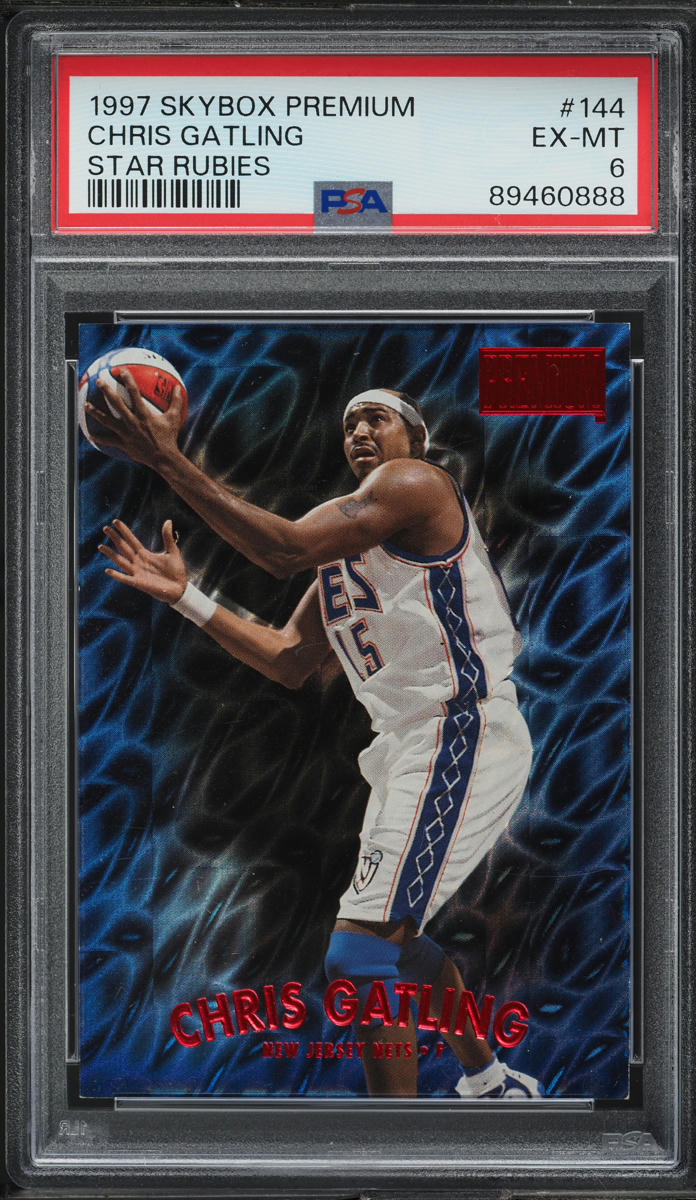 1997 Skybox Premium Star Rubies Chris Gatling /50 #144 PSA 6 EXMT