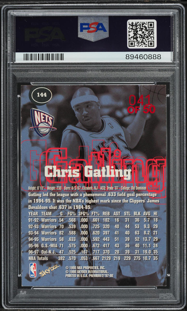 1997 Skybox Premium Star Rubies Chris Gatling /50 #144 PSA 6 EXMT