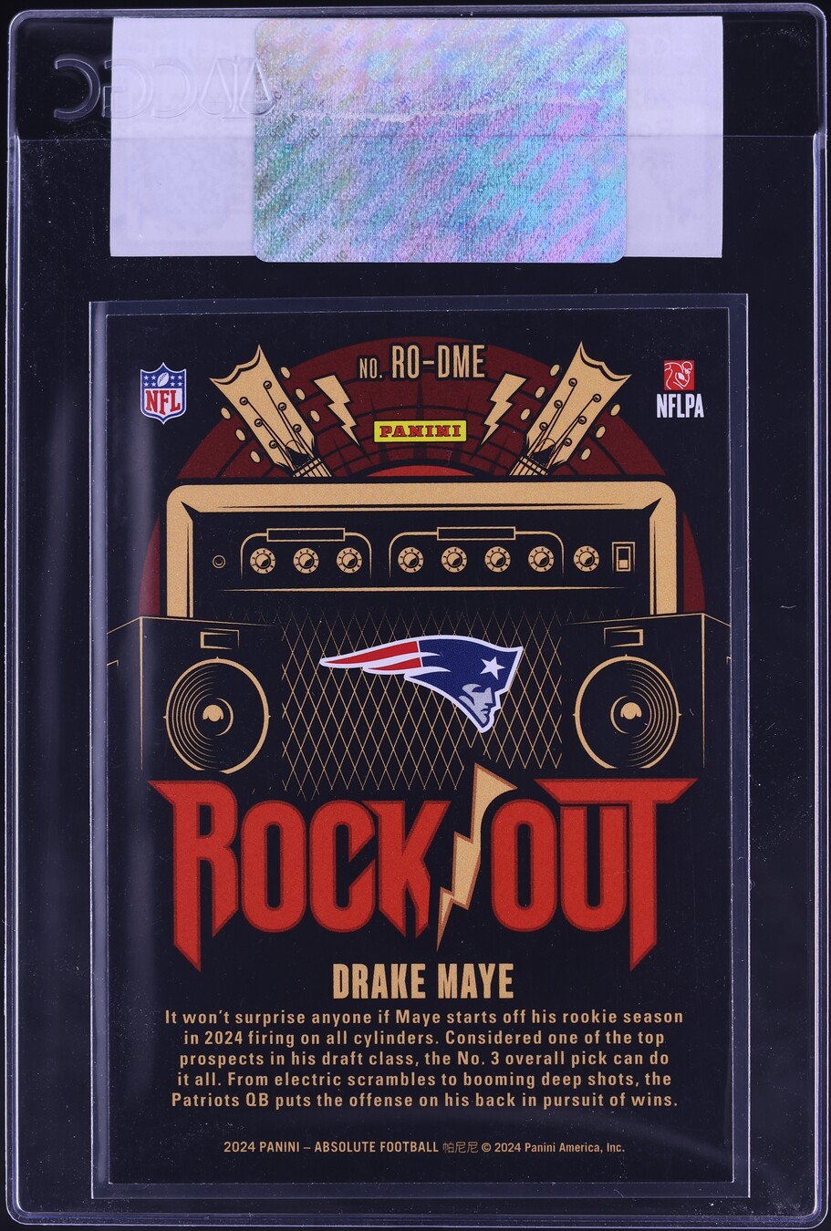 2024 Absolute Rock Out Drake Maye ROOKIE #RO-DME CGC AUTH
